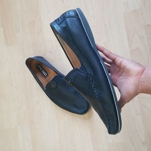 Pero Leather Loafers Navy Perforated